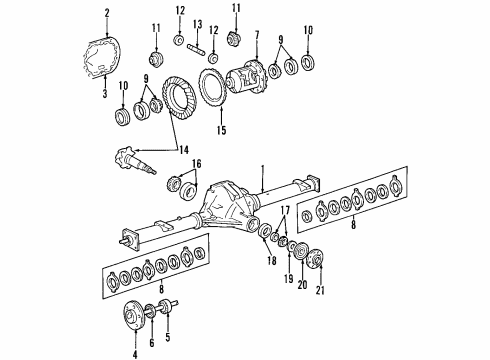 2001 Ford Expedition Rear Axle, Differential, Propeller Shaft Axle Shafts Diagram for YL1Z-4234-CA