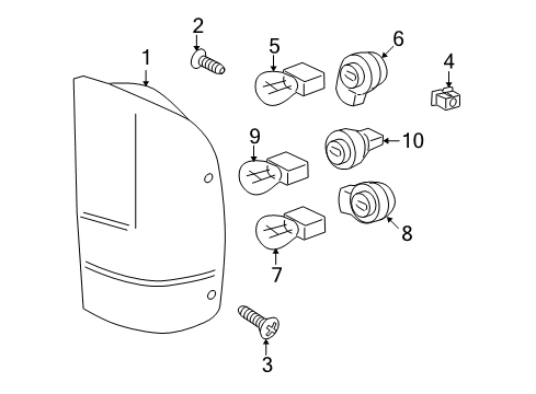 2001 Ford Ranger Combination Lamps Tail Lamp Assembly Nut Diagram for -W708580-S300