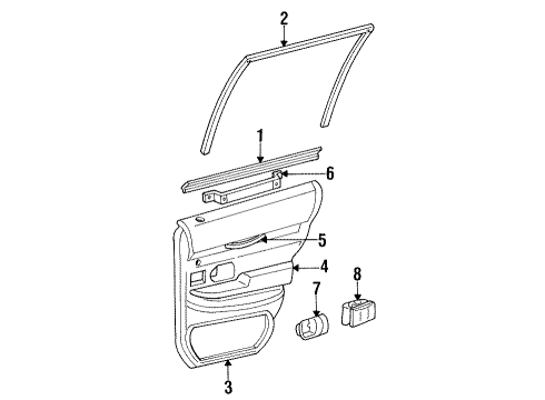 2000 Mercury Grand Marquis Interior Trim - Rear Door Armrest Pad Diagram for F7MZ-5427618-AAF