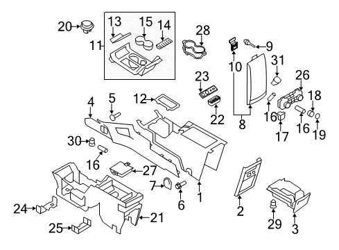 2012 Ford Flex Auxiliary Heater & A/C Front Console Diagram for BA8Z-74045A36-AB