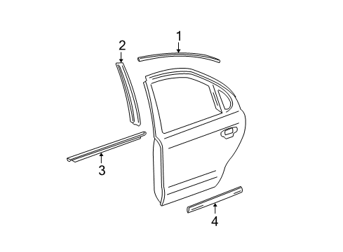 2004 Lincoln LS Exterior Trim - Rear Door Body Side Molding Diagram for 5W4Z-5425557-APTM