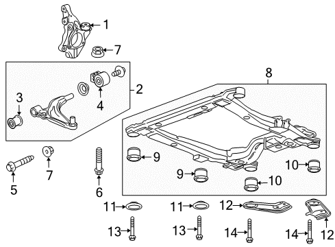 2016 Chevrolet Cruze Limited Front Suspension Components, Lower Control Arm, Stabilizer Bar Knuckle Diagram for 23119518