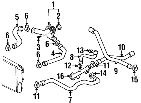 1997 BMW 318ti Hoses, Lines & Pipes Coolant Hose Diagram for 11531247398