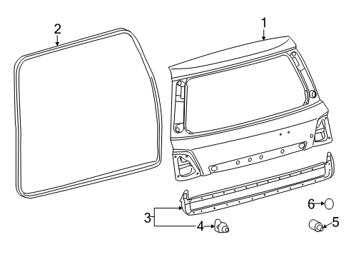 2019 Lexus LX570 Lift Gate - Gate & Hardware Panel Sub-Assembly, Back Diagram for 67005-60K70