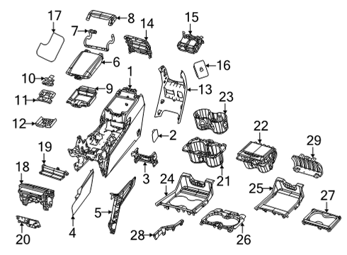2021 Jeep Grand Cherokee L Front Console CONSOLE-FLOOR CONSOLE Diagram for 7HA73TX7AB