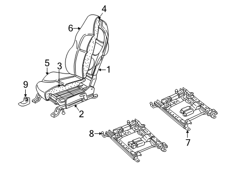 2003 Chevrolet Corvette Seats & Track Components Switch Asm-Driver Seat & Passenger Seat Adjuster Diagram for 12135158