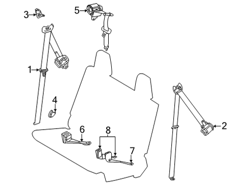 2021 Toyota Sienna Third Row Seat Belts Mount Bracket Diagram for 73015-08020