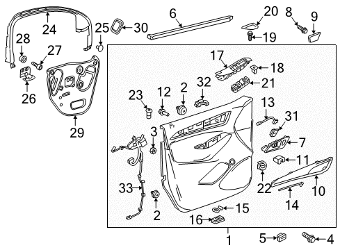 2019 Buick Enclave Interior Trim - Front Door Upper Trim Diagram for 23204997