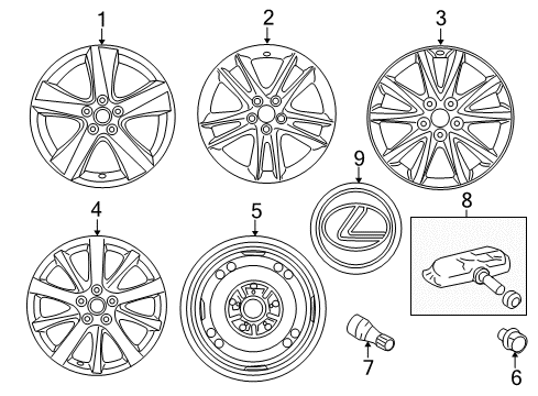 2012 Lexus IS250 Wheels, Covers & Trim Ornament Sub-Assy, Wheel Hub Diagram for 42603-50320