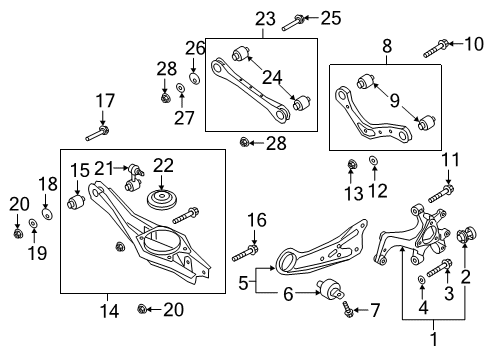 2021 Kia Forte Rear Suspension Components, Lower Control Arm, Upper Control Arm, Stabilizer Bar Arm Complete-Rr LWR, Diagram for 55210M7BA0