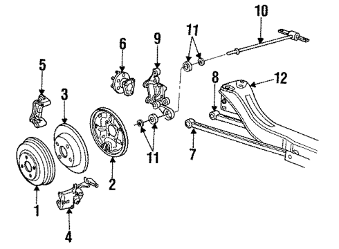 1993 Saturn SC1 Rear Brakes Shield, Rear Brake Diagram for 21012316