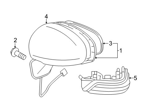 2014 Toyota Prius Plug-In Outside Mirrors Mirror Assembly Diagram for 87940-47170