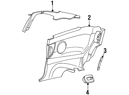 2000 Mercury Cougar Interior Trim - Quarter Panels Quarter Trim Panel Diagram for F8RZ6331012JAB