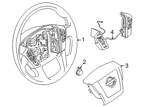 2022 Nissan Frontier Steering Wheel & Trim SWITCH ASSY-STEERING Diagram for 25550-9BU1B