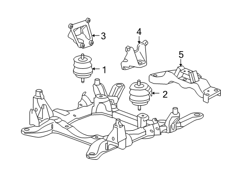2009 Cadillac STS Engine & Trans Mounting Mount Bracket Diagram for 10360746