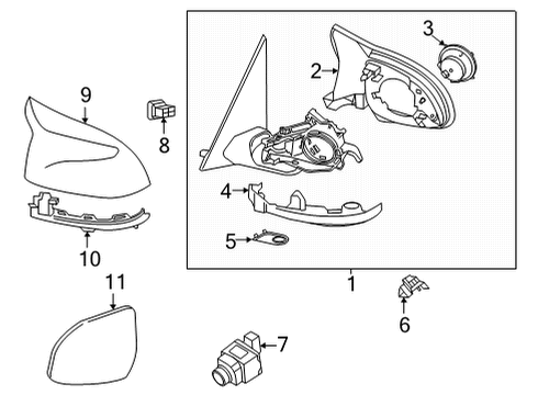 2021 BMW X6 Parking Aid OUTSIDE MIRROR HEATED WITH M Diagram for 51168080376