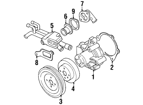 2000 Hyundai Tiburon Water Pump Pulley-Coolant Pump Diagram for 25221-23001