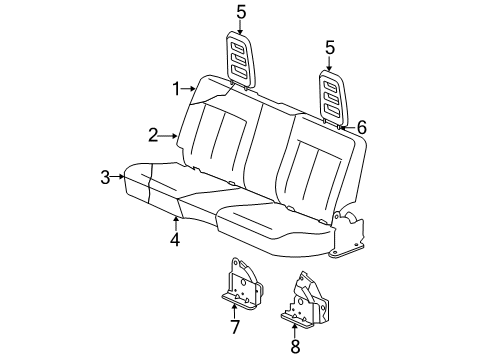 2006 Dodge Dakota Rear Seat Components Rear Seat Cushion Diagram for 1BB441J3AA