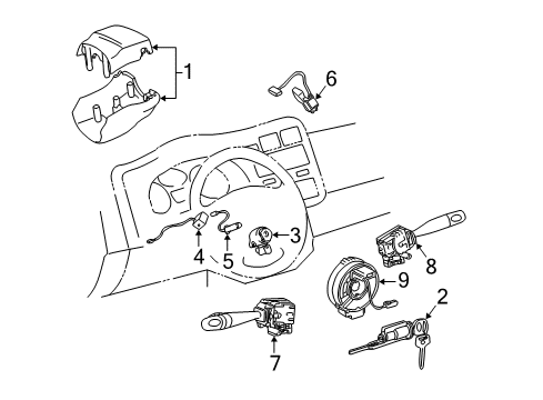 2005 Toyota RAV4 Ignition Lock Ignition Lock Cylinder Diagram for 69057-42250