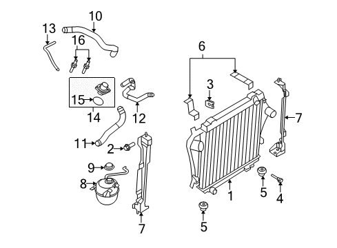 2008 Ford E-350 Super Duty Radiator & Components Radiator Assembly Nut Diagram for -W701600-S439