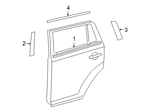 2008 Scion xB Exterior Trim - Rear Door Belt Molding Diagram for 75740-12430