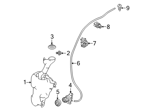 2013 Honda Accord Wiper & Washer Components Tube 4X7X1030 Diagram for 76853-T2F-A01