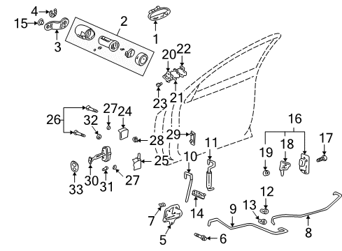 2003 Pontiac Bonneville Rear Door Clip, Hood Secondary Latch Release Rod Diagram for 16643104