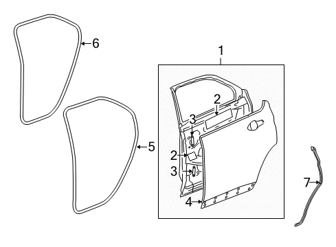 2013 Chevrolet Equinox Rear Door Rear Weatherstrip Diagram for 20998458