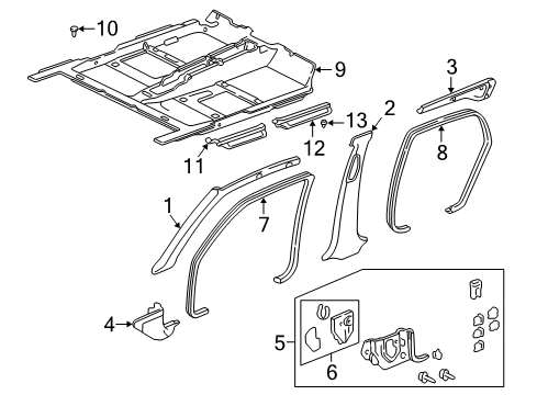 2002 Acura RL Interior Trim - Pillars, Rocker & Floor Garnish, Left Front Pillar (Light Quartz Gray) Diagram for 84151-SZ3-A00ZA