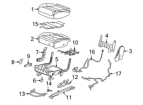 2022 Cadillac XT6 Second Row Seats Cushion Frame Spring Diagram for 84795926