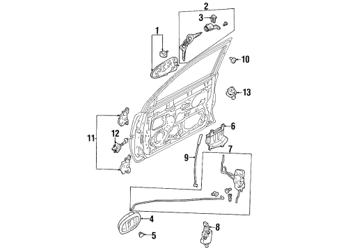 2002 Ford Escort Front Door - Lock & Hardware Lock Rod Diagram for F7CZ-5421830-AAB