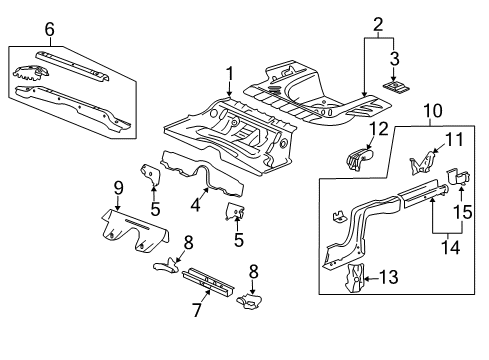 2013 Cadillac CTS Rear Floor & Rails Rear Rail Assembly Side Extension Diagram for 15217298