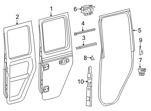 2020 Jeep Gladiator Rear Door WEATHERSTRIP-Door Belt Inner Diagram for 68271682AC