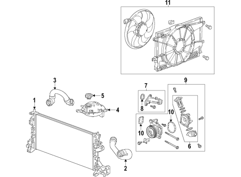 2019 Chevrolet Cruze Cooling System, Radiator, Water Pump, Cooling Fan Fan Assembly Diagram for 13356651