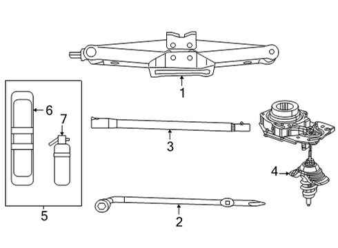 2021 Jeep Grand Cherokee L Jack & Components WINCH-Spare Tire Carrier Diagram for 68458004AB