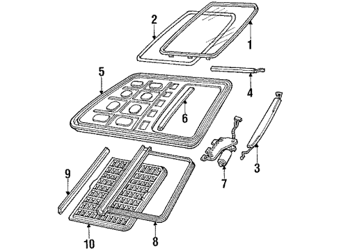 1989 Ford Taurus Sunroof Glass Assembly Seal Diagram for F4SZ-6351884-A