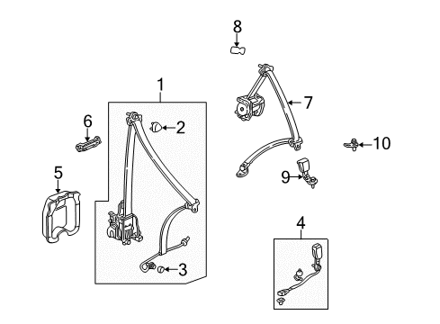 2002 Acura CL Front Seat Belts, Rear Seat Belts Cap, Through Anchor *YR169L* (MILD BEIGE) Diagram for 81493-S82-004ZC