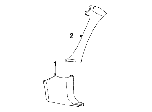 1994 Ford Mustang Interior Trim - Pillars, Rocker & Floor Windshield Pillar Trim Diagram for F4ZZ7603598A