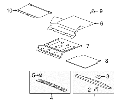 2008 GMC Yukon Interior Trim - Rear Body Cargo Security Shade in Titanium Diagram for 15244025