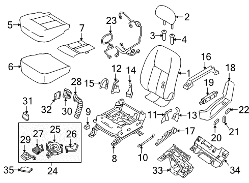 2016 Nissan Titan XD Power Seats Switch Assembly Seat Lumber Diagram for 87317-3TD6D