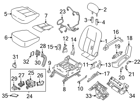 2016 Nissan Titan XD Power Seats Knob Switch, Front Seat Slide RH Diagram for 87012-JM01A