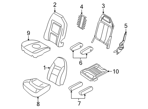2008 Ford E-350 Super Duty Front Seat Components Cushion Cover Diagram for 4C2Z-1562900-AAA