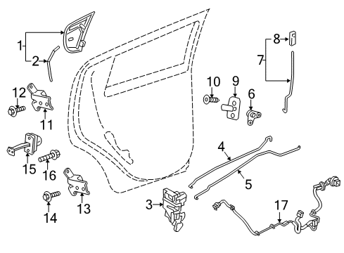 2020 Chevrolet Spark Rear Door Lock Button Rod Diagram for 95244440