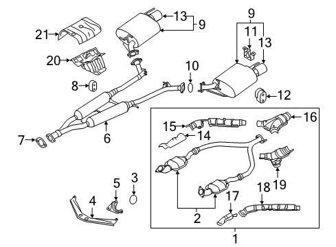 2017 Infiniti Q70 Exhaust Components INSULATOR-Heat Exhaust Tube Front Lower Diagram for 20511-1MC2A