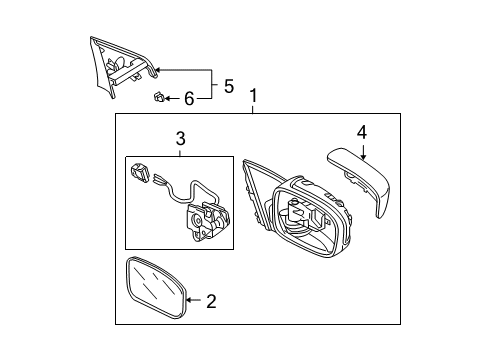 2006 Acura TSX Mirrors Mirror Assembly, Passenger Side Door (Nighthawk Black Pearl) (Heated) Diagram for 76200-SEC-C43ZB