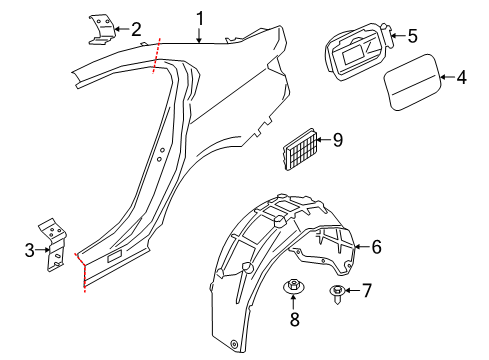 2020 BMW 330i xDrive Quarter Panel & Components Cover Pot Diagram for 51177433407