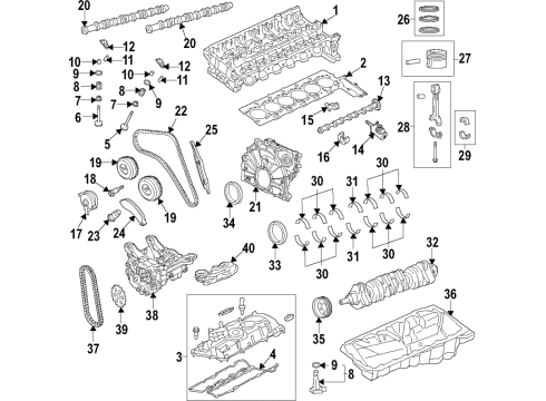 2021 Toyota GR Supra Engine Parts, Mounts, Cylinder Head & Valves, Camshaft & Timing, Variable Valve Timing, Oil Cooler, Oil Pan, Oil Pump, Crankshaft & Bearings, Pistons, Rings & Bearings Inner Seal Diagram for 90118-WA385