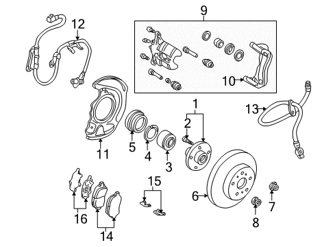 2000 Lexus ES300 Anti-Lock Brakes Brake Hose Diagram for 90947-02875