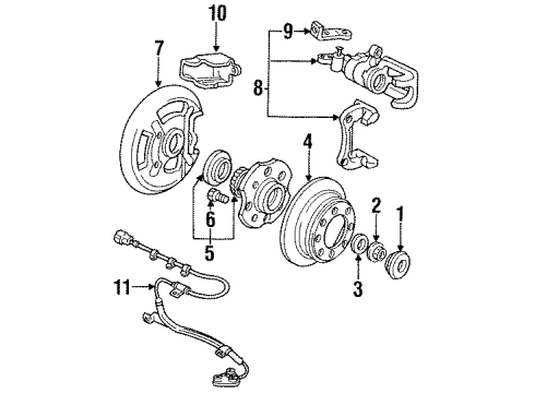 1994 Honda Accord Disc Brake Components - Rear Caliper Assembly, Left Rear (Reman) Diagram for 06433-SV4-505RM