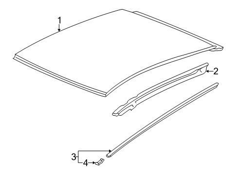 1996 Honda Civic Roof & Components, Exterior Trim Rail, L. Roof Side Diagram for 64611-S03-300ZZ